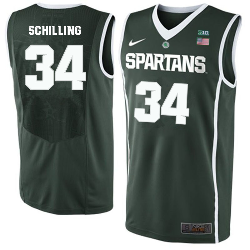 Men #34 Gavin Schilling Michigan State Spartans College Basketball Jerseys-Green